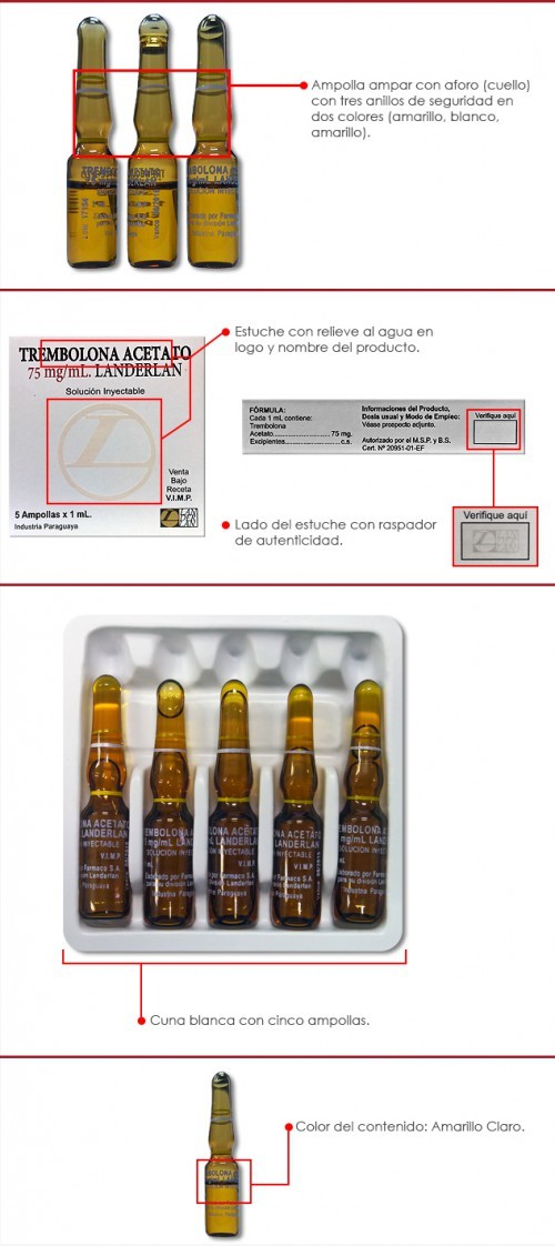 Trembolona Acetato 100 mg - Landerlan Gold Fco Amp x 10 ml